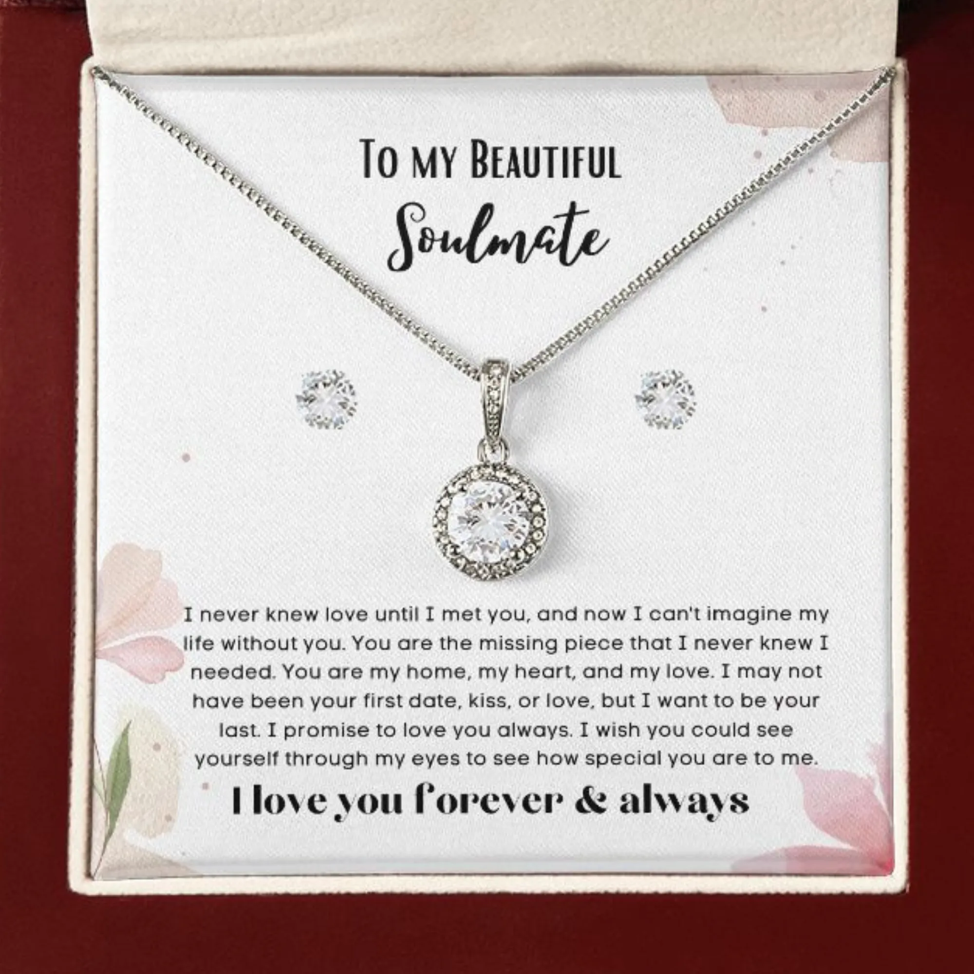 To my soulmate hop necklace and earrings set for anniversary or Valentine's day