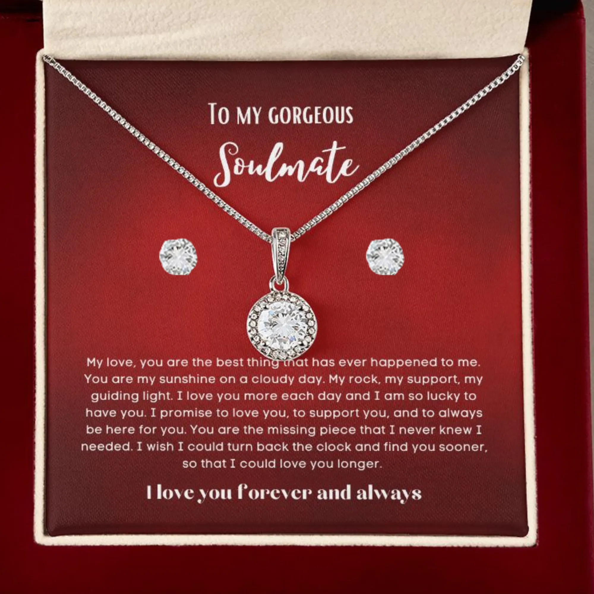 To my soulmate hop necklace and earrings set for anniversary or Valentine's day