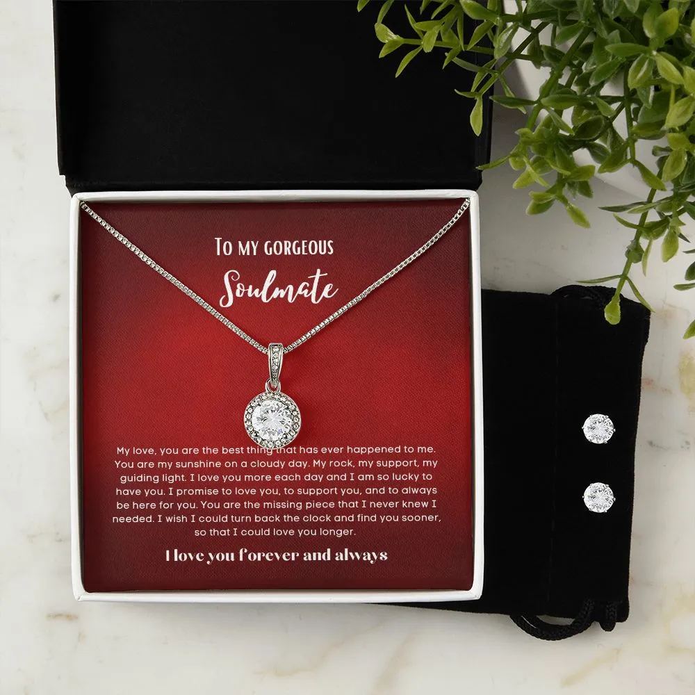 To my soulmate hop necklace and earrings set for anniversary or Valentine's day