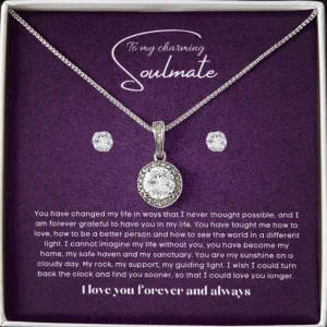 To my soulmate hop necklace and earrings set for anniversary or Valentine's day