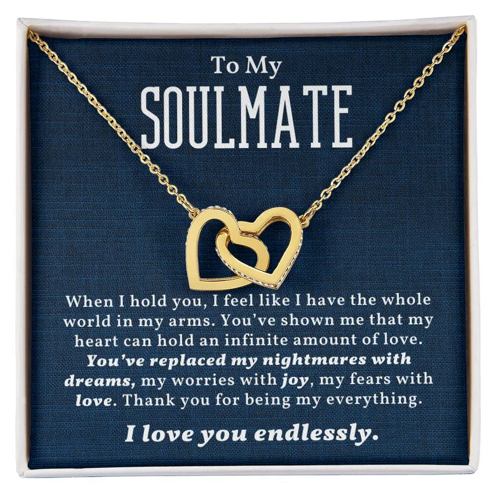 To My Soulmate l Interlocking Heart Necklace1 l Black  Interlocking Hearts Necklace