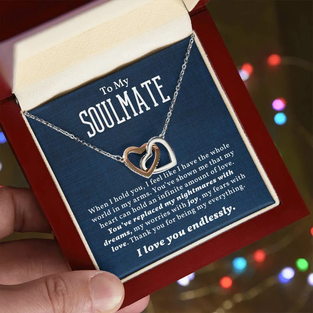 To My Soulmate l Interlocking Heart Necklace1 l Black  Interlocking Hearts Necklace