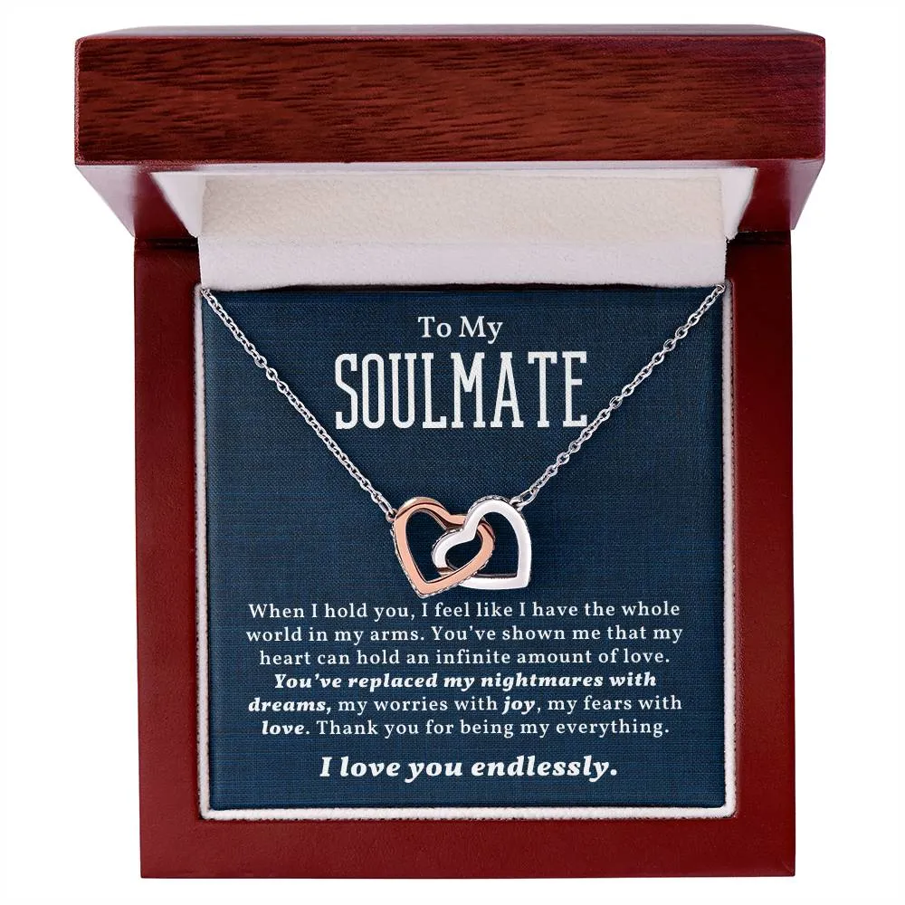 To My Soulmate l Interlocking Heart Necklace1 l Black  Interlocking Hearts Necklace