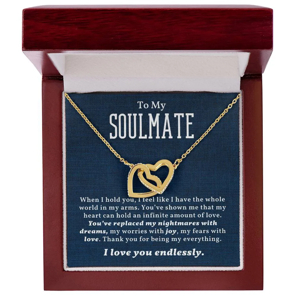 To My Soulmate l Interlocking Heart Necklace1 l Black  Interlocking Hearts Necklace