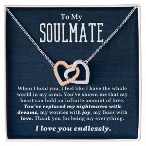 To My Soulmate l Interlocking Heart Necklace1 l Black  Interlocking Hearts Necklace