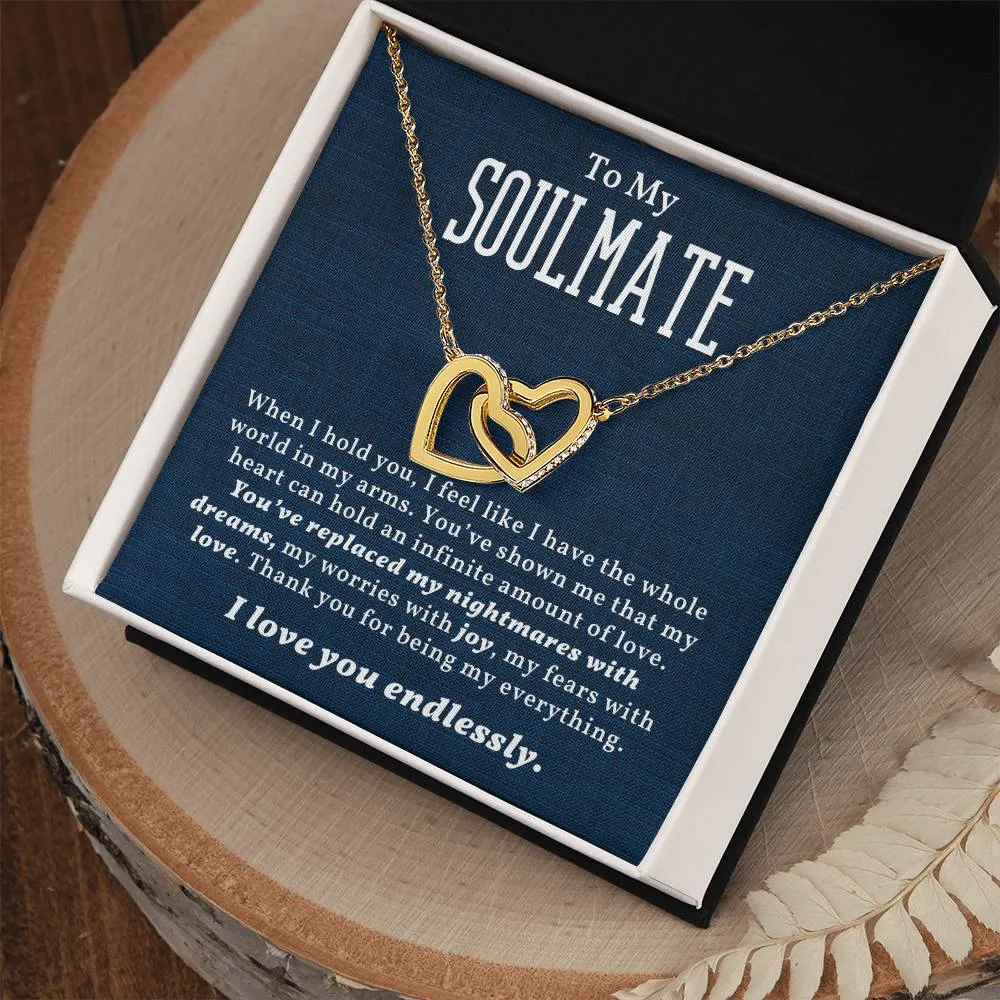 To My Soulmate l Interlocking Heart Necklace1 l Black  Interlocking Hearts Necklace