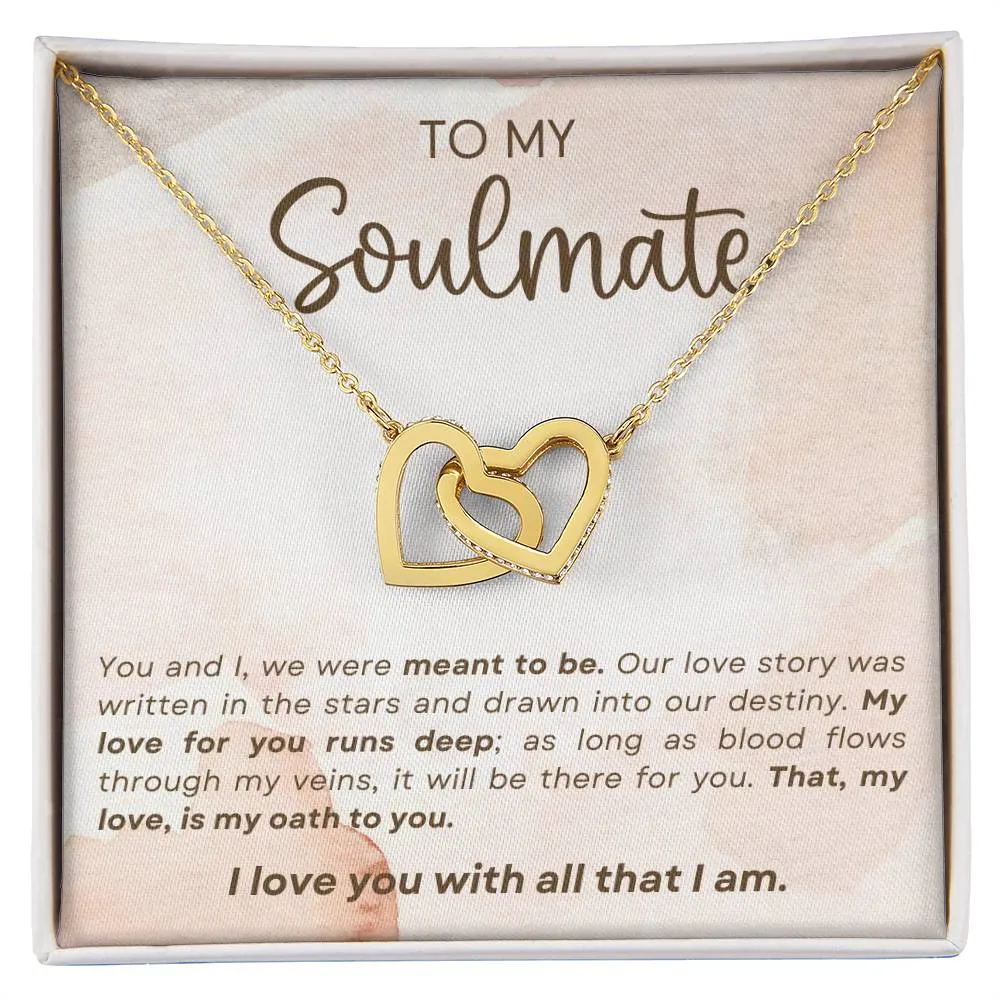 To My Soulmate l Interlocking Heart Necklace1 MC Interlocking Hearts Necklace