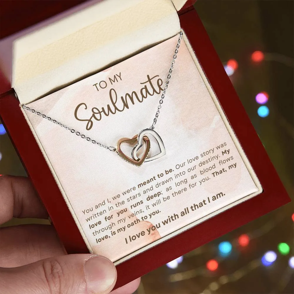 To My Soulmate l Interlocking Heart Necklace1 MC Interlocking Hearts Necklace