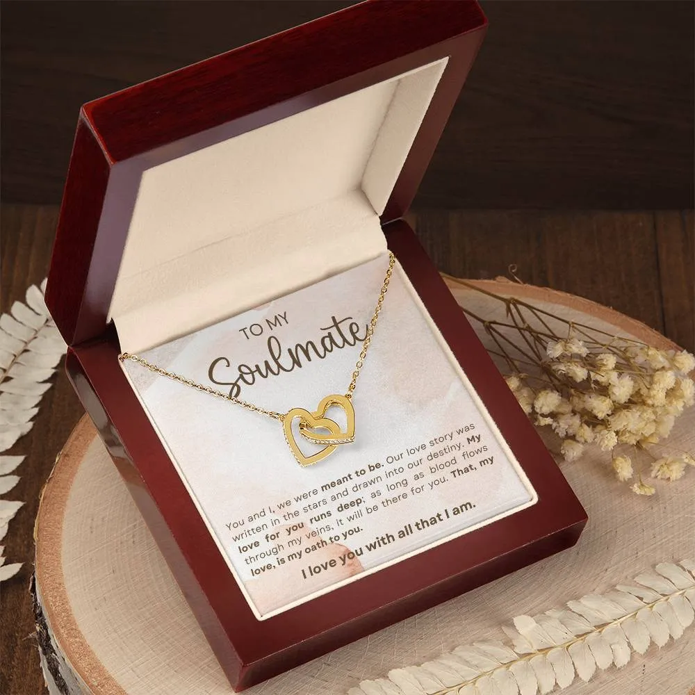 To My Soulmate l Interlocking Heart Necklace1 MC Interlocking Hearts Necklace