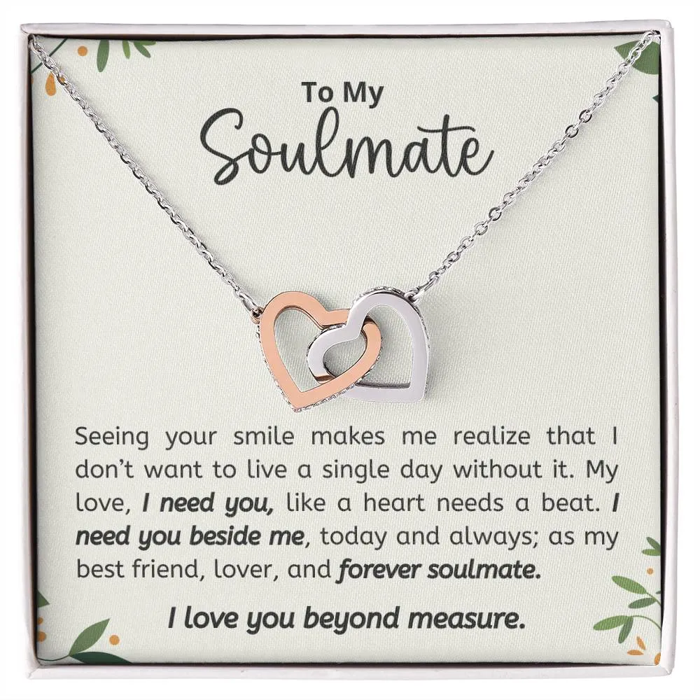 To My Soulmate l Interlocking Heart Necklace3 MC Interlocking Hearts Necklace