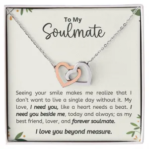 To My Soulmate l Interlocking Heart Necklace3 MC Interlocking Hearts Necklace