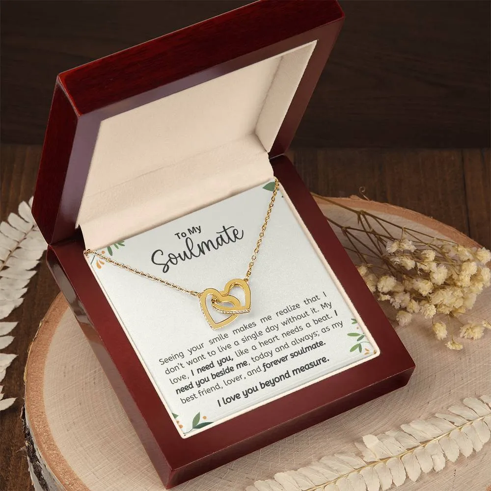 To My Soulmate l Interlocking Heart Necklace3 MC Interlocking Hearts Necklace