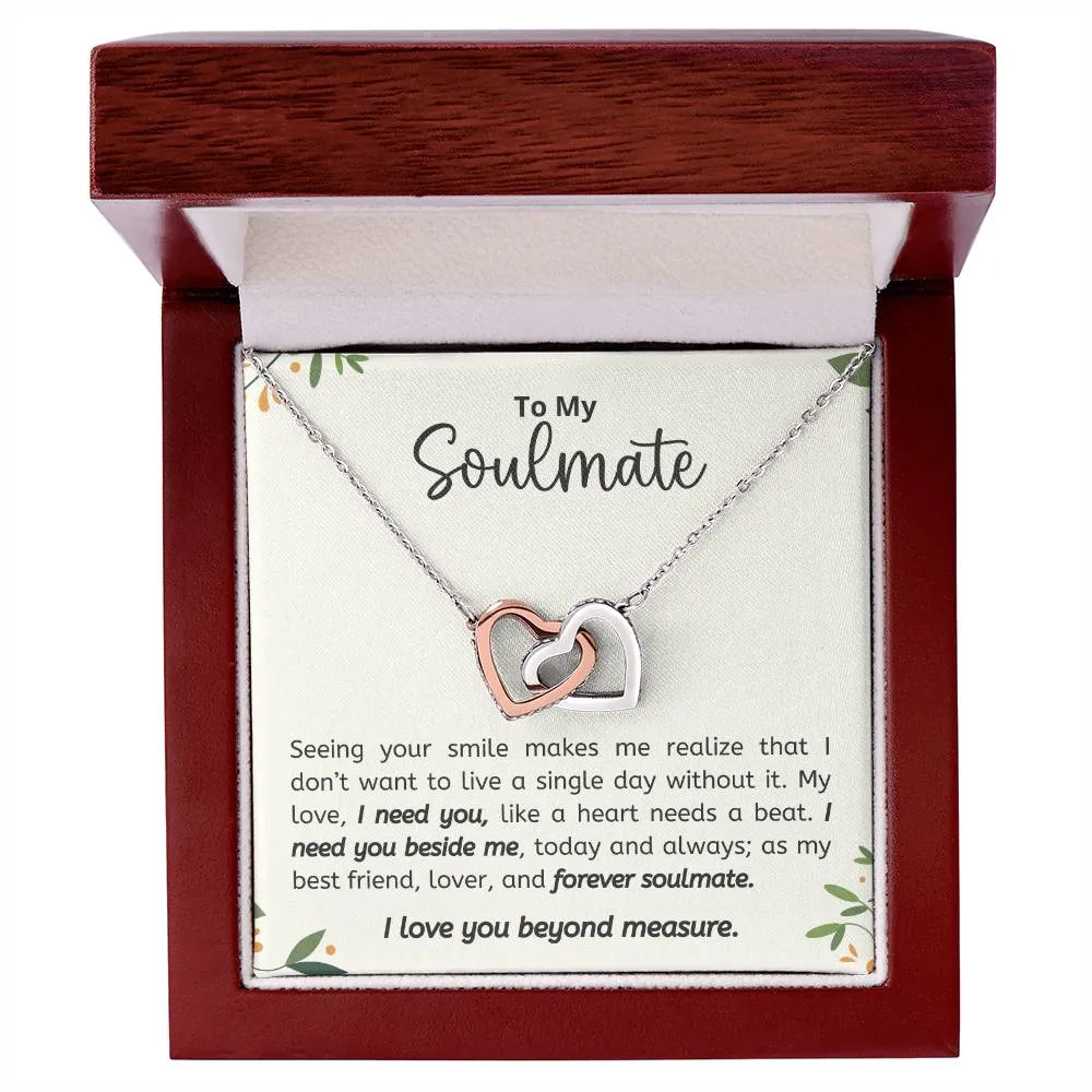To My Soulmate l Interlocking Heart Necklace3 MC Interlocking Hearts Necklace