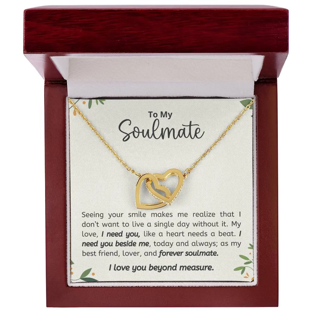 To My Soulmate l Interlocking Heart Necklace3 MC Interlocking Hearts Necklace