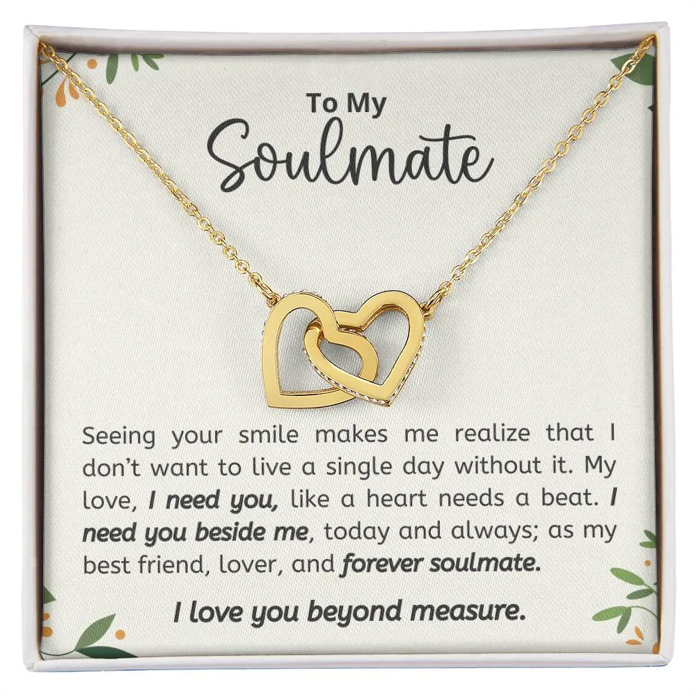 To My Soulmate l Interlocking Heart Necklace3 MC Interlocking Hearts Necklace