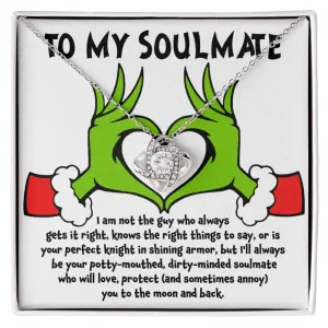 To My Soulmate Love You To The Moon And Back Christmas Themed Necklace, Love Knot Necklace, Christmas Gift