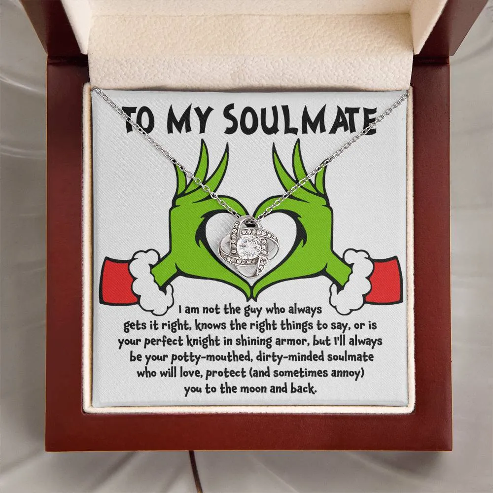 To My Soulmate Love You To The Moon And Back Christmas Themed Necklace, Love Knot Necklace, Christmas Gift