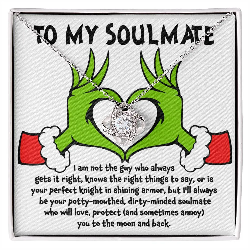 To My Soulmate Love You To The Moon And Back Christmas Themed Necklace, Love Knot Necklace, Christmas Gift