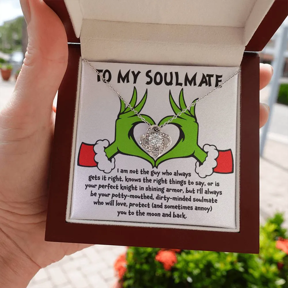 To My Soulmate Love You To The Moon And Back Christmas Themed Necklace, Love Knot Necklace, Christmas Gift