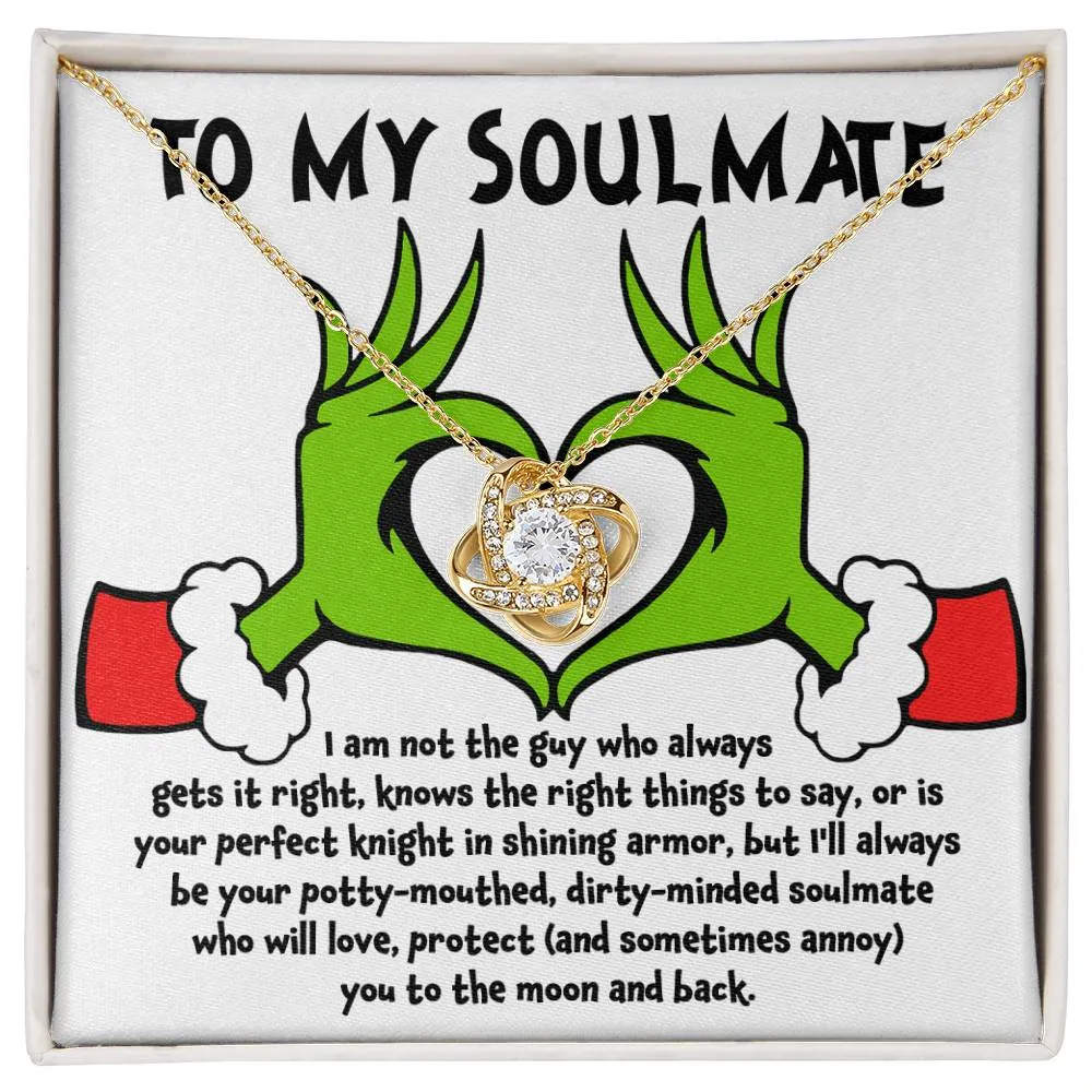 To My Soulmate Love You To The Moon And Back Christmas Themed Necklace, Love Knot Necklace, Christmas Gift