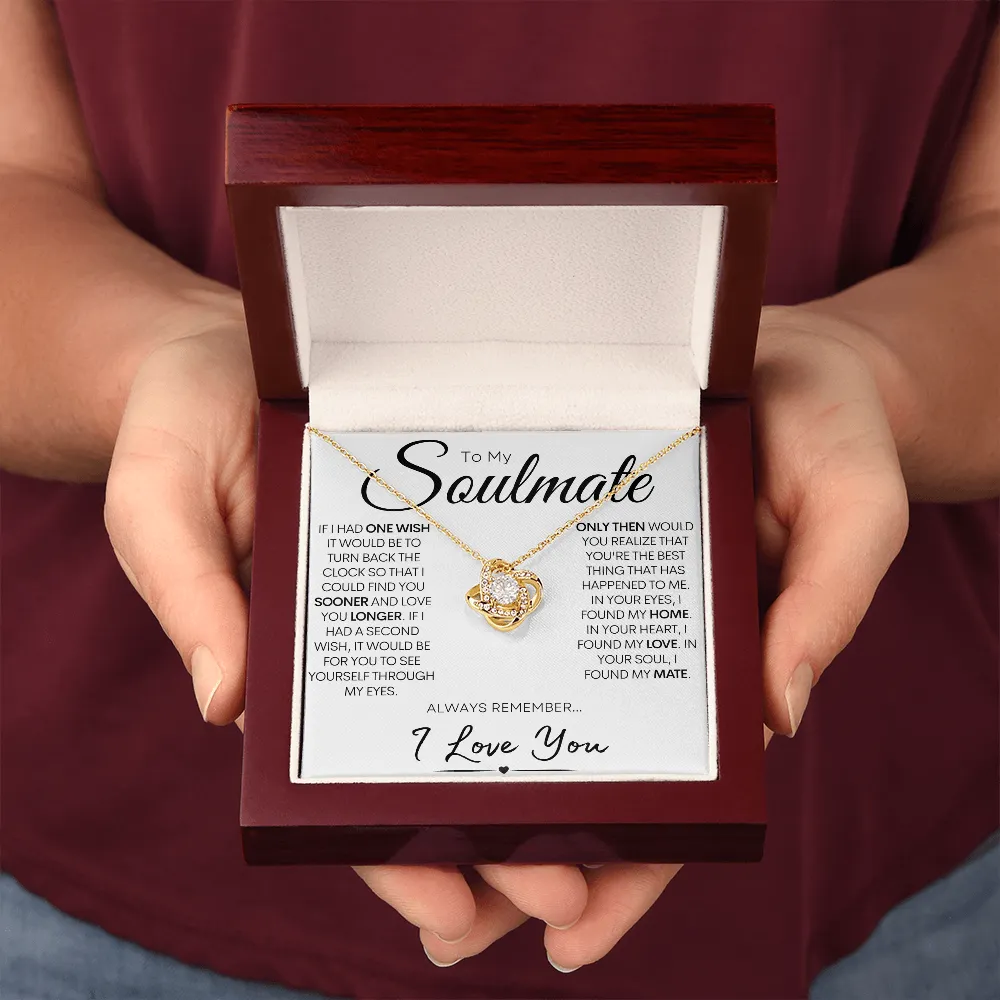 To My Soulmate - My One Wish, Gold and Stainless Steel Love Necklace