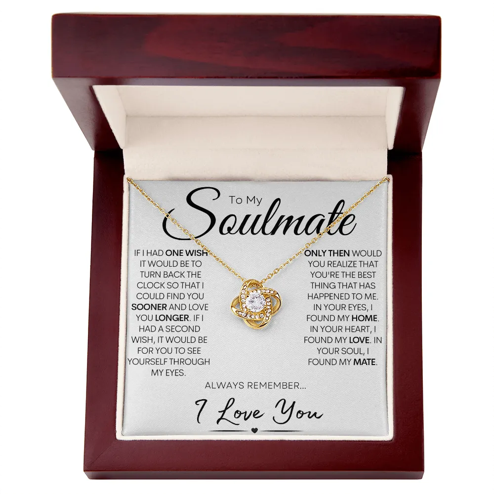 To My Soulmate - My One Wish, Gold and Stainless Steel Love Necklace