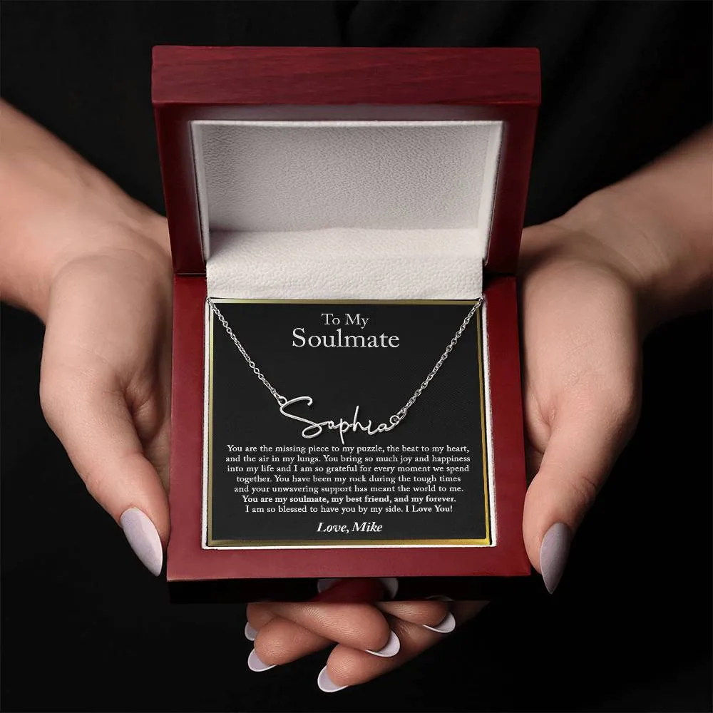 To My Soulmate Name Necklace, Gift for My Soulmate, Birthday Gift for Her, Wife, Girlfriend, Fiancée, Anniversary Gifts