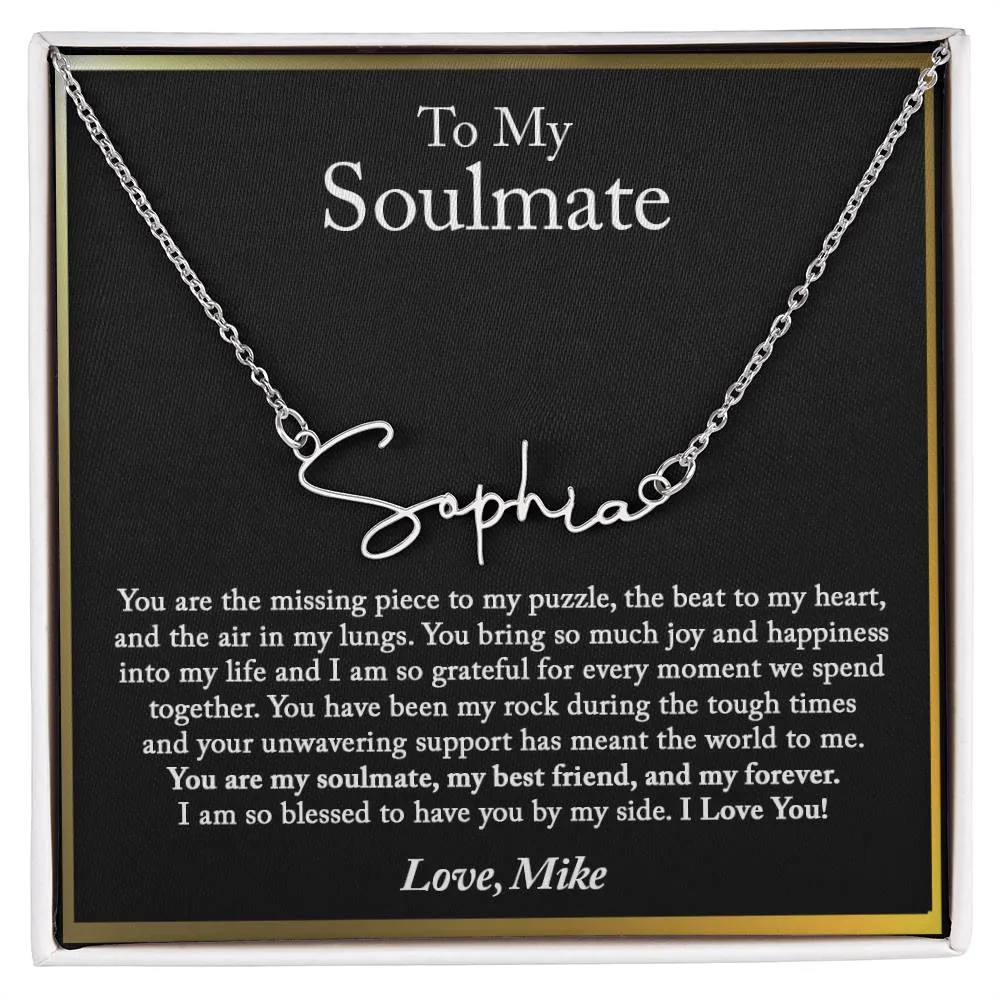 To My Soulmate Name Necklace, Gift for My Soulmate, Birthday Gift for Her, Wife, Girlfriend, Fiancée, Anniversary Gifts