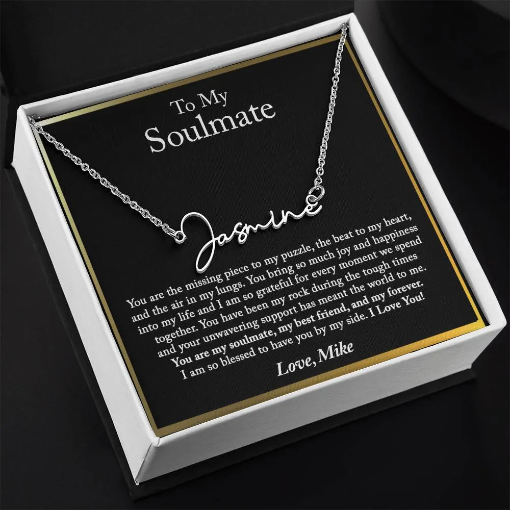 To My Soulmate Name Necklace, Gift for My Soulmate, Birthday Gift for Her, Wife, Girlfriend, Fiancée, Anniversary Gifts