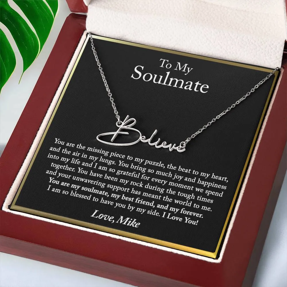 To My Soulmate Name Necklace, Gift for My Soulmate, Birthday Gift for Her, Wife, Girlfriend, Fiancée, Anniversary Gifts