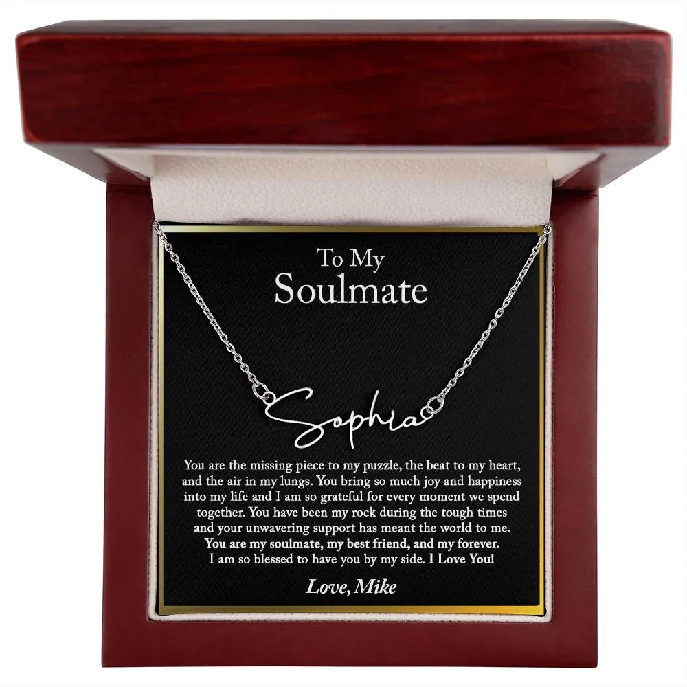 To My Soulmate Name Necklace, Gift for My Soulmate, Birthday Gift for Her, Wife, Girlfriend, Fiancée, Anniversary Gifts