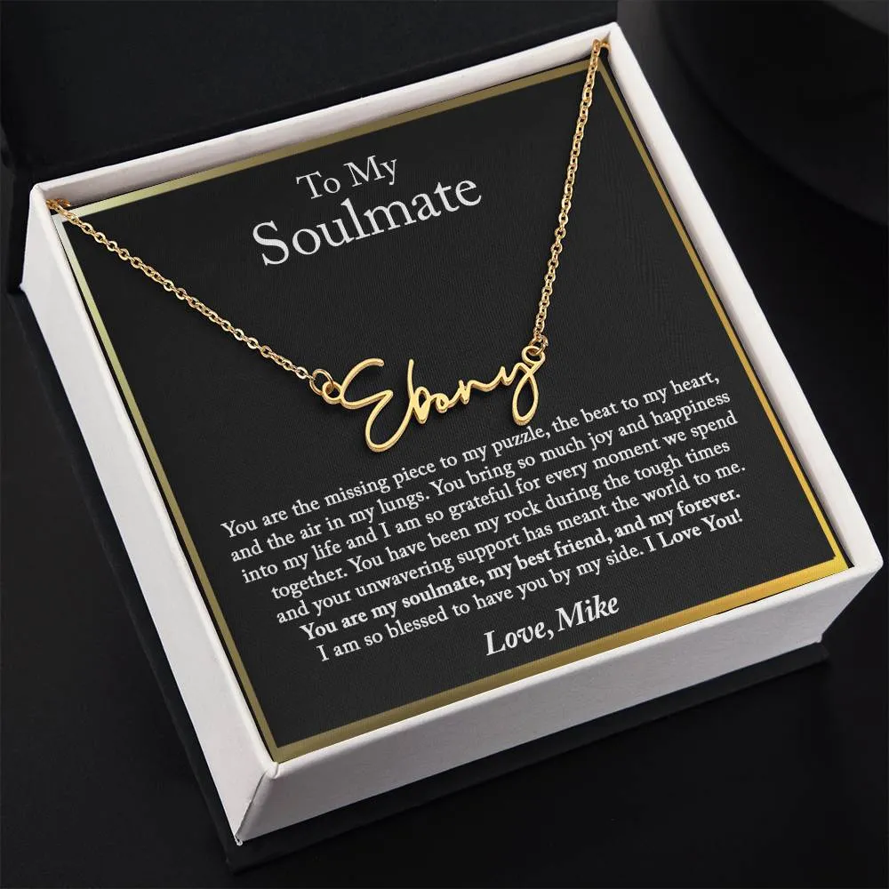 To My Soulmate Name Necklace, Gift for My Soulmate, Birthday Gift for Her, Wife, Girlfriend, Fiancée, Anniversary Gifts