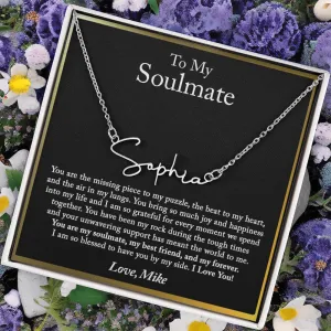 To My Soulmate Name Necklace, Gift for My Soulmate, Birthday Gift for Her, Wife, Girlfriend, Fiancée, Anniversary Gifts