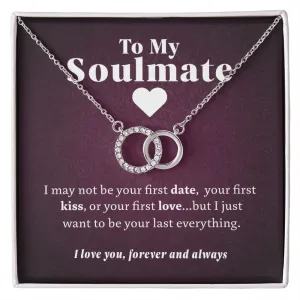To My Soulmate Necklace - "Perfect Pair" Stainless Steel and White Gold, Poem Gift Box Included