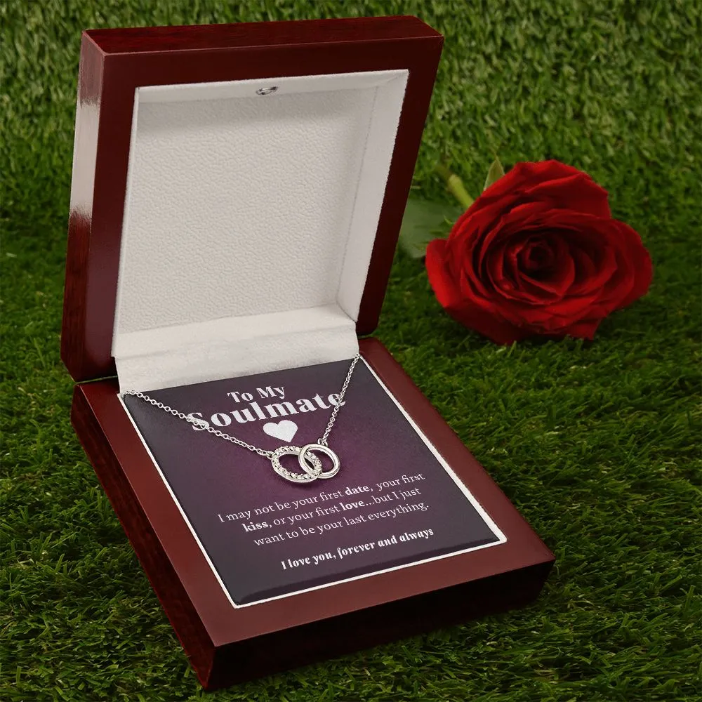 To My Soulmate Necklace - "Perfect Pair" Stainless Steel and White Gold, Poem Gift Box Included