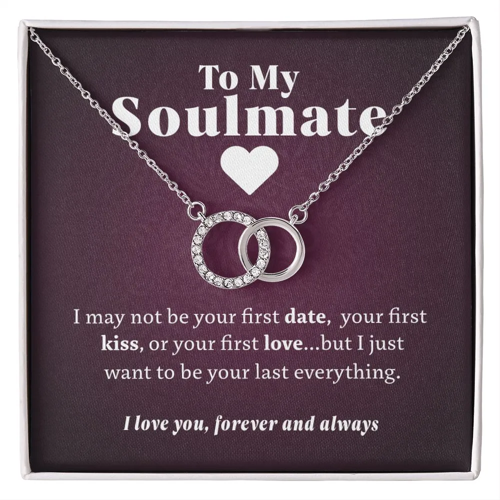 To My Soulmate Necklace - "Perfect Pair" Stainless Steel and White Gold, Poem Gift Box Included