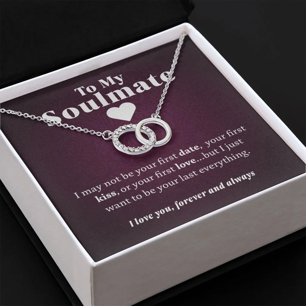 To My Soulmate Necklace - "Perfect Pair" Stainless Steel and White Gold, Poem Gift Box Included