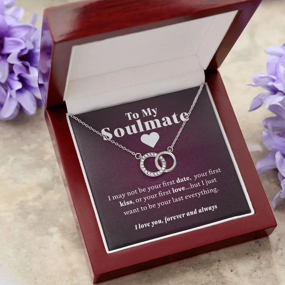 To My Soulmate Necklace - "Perfect Pair" Stainless Steel and White Gold, Poem Gift Box Included