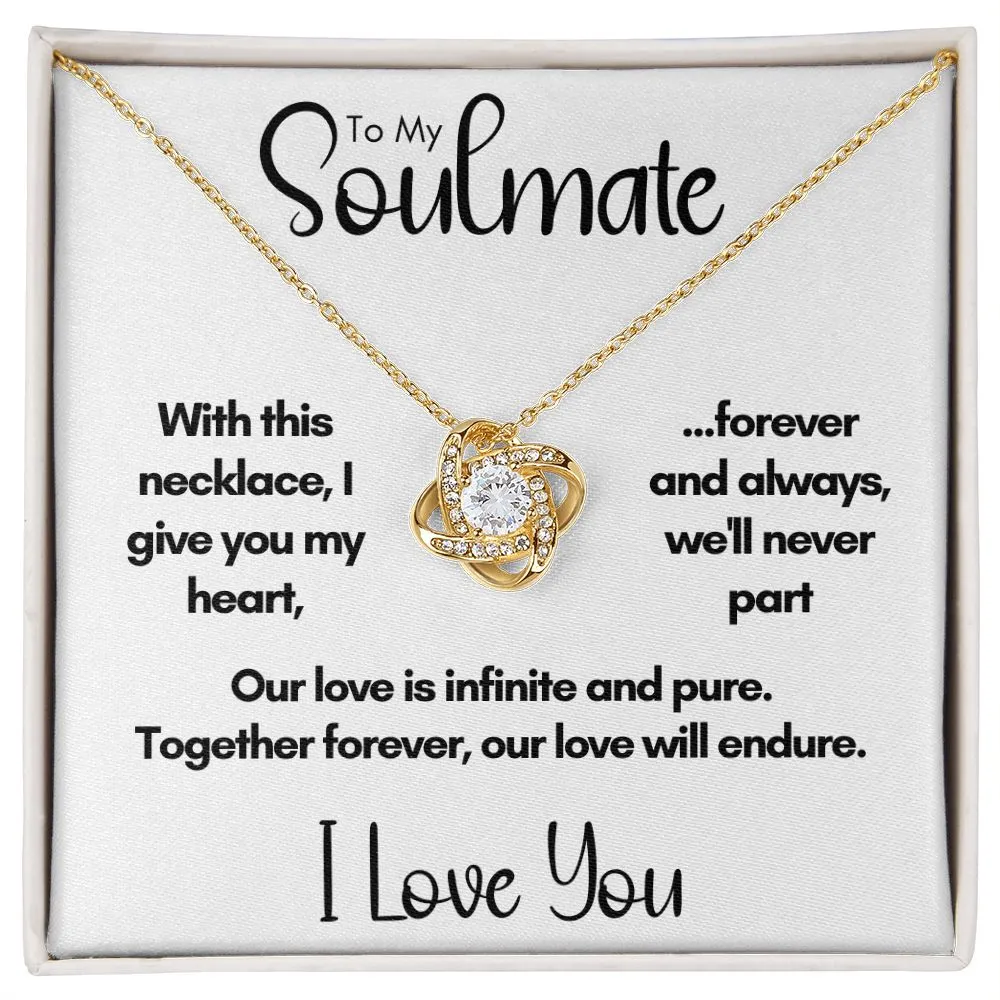 To My Soulmate - Together Forever | 14k White Gold Love Knot Necklace