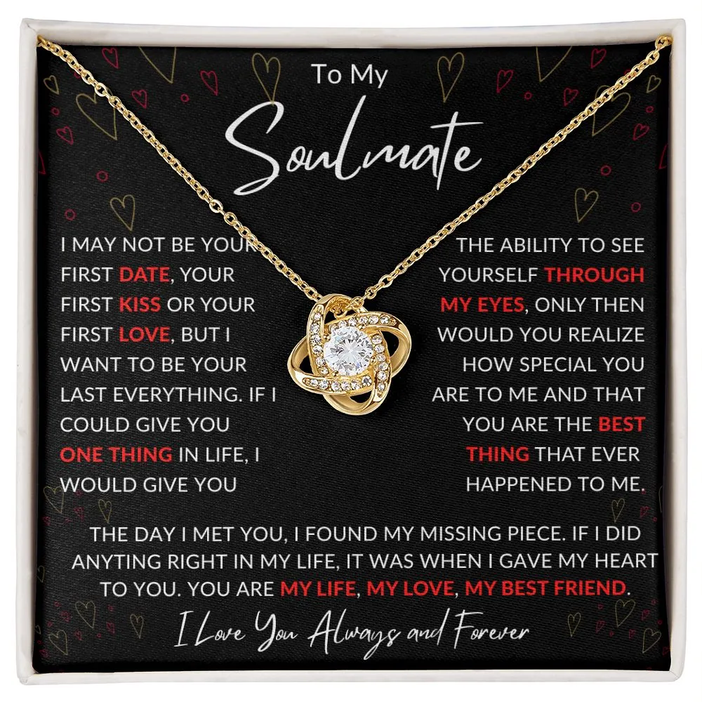To My Soulmate Valentines Birthday Anniversary Christmas Gift Love Knot