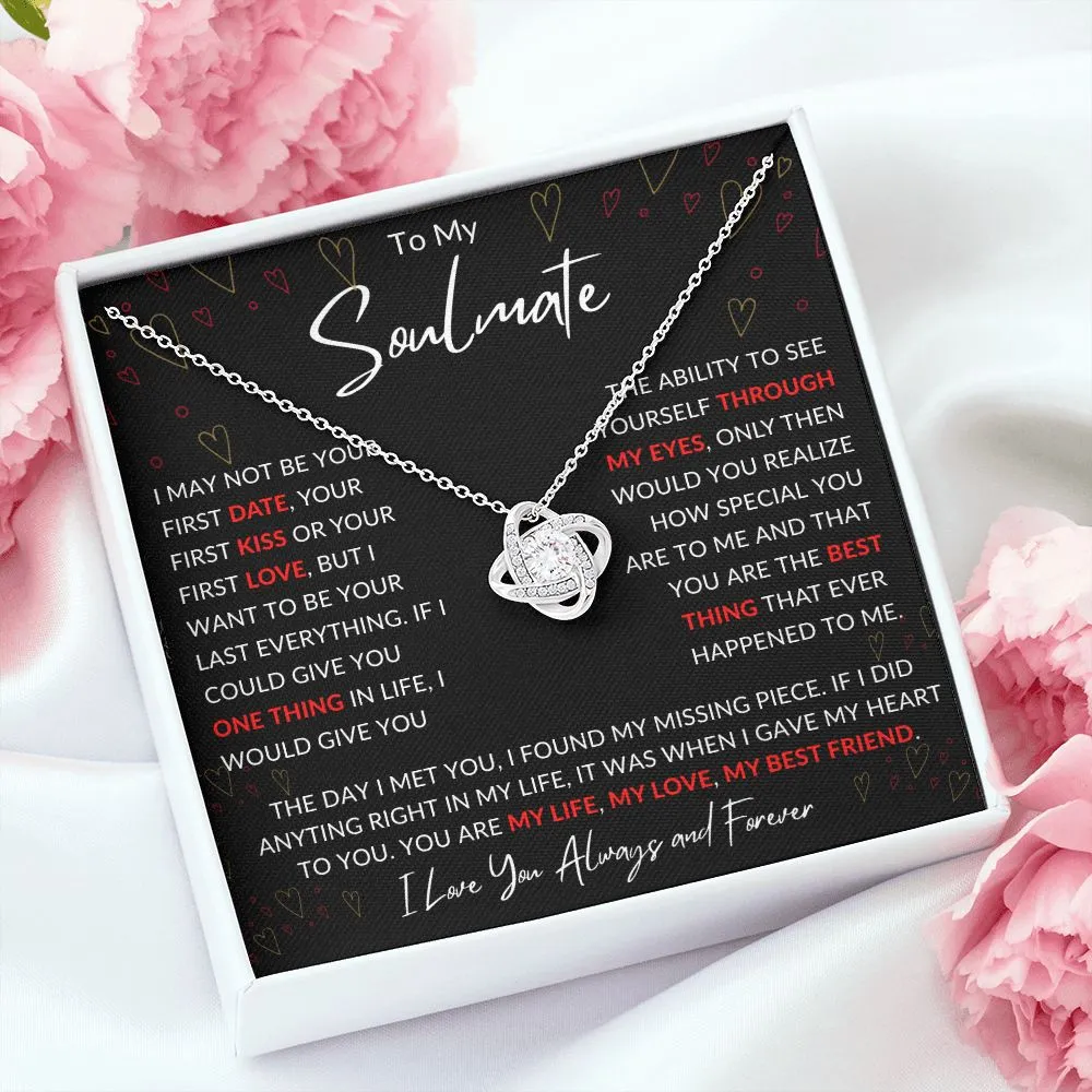 To My Soulmate Valentines Birthday Anniversary Christmas Gift Love Knot