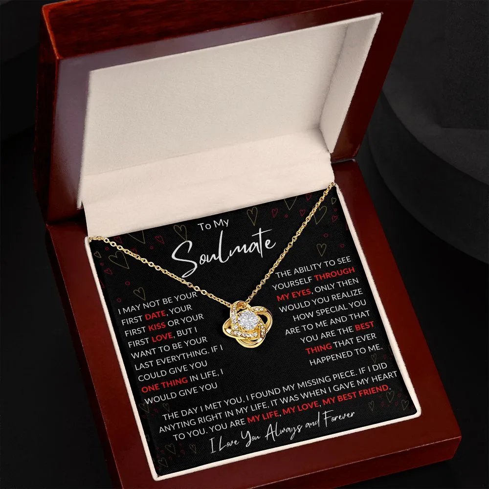 To My Soulmate Valentines Birthday Anniversary Christmas Gift Love Knot