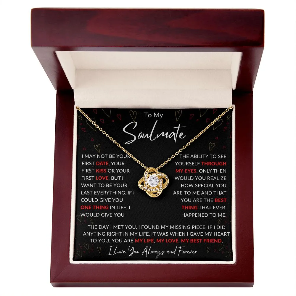 To My Soulmate Valentines Birthday Anniversary Christmas Gift Love Knot