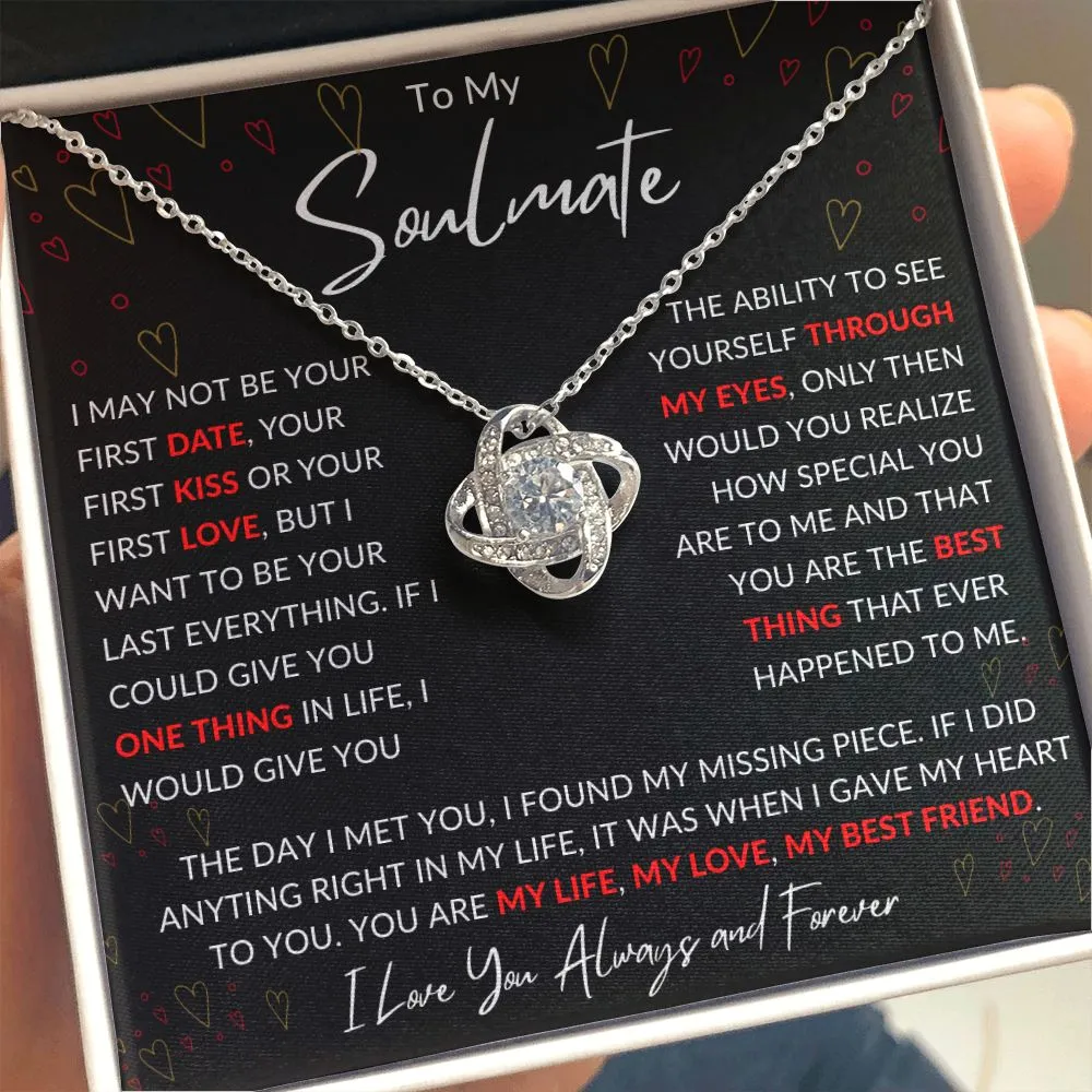 To My Soulmate Valentines Birthday Anniversary Christmas Gift Love Knot
