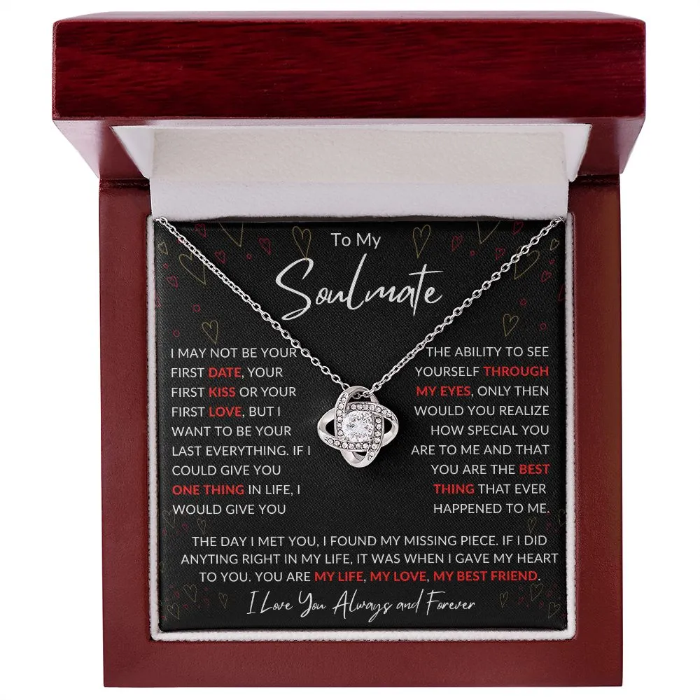 To My Soulmate Valentines Birthday Anniversary Christmas Gift Love Knot