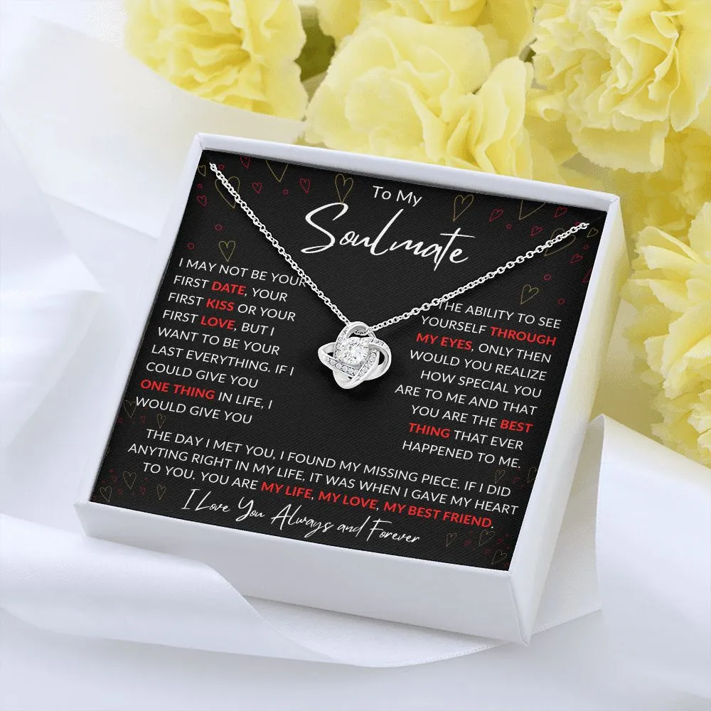 To My Soulmate Valentines Birthday Anniversary Christmas Gift Love Knot