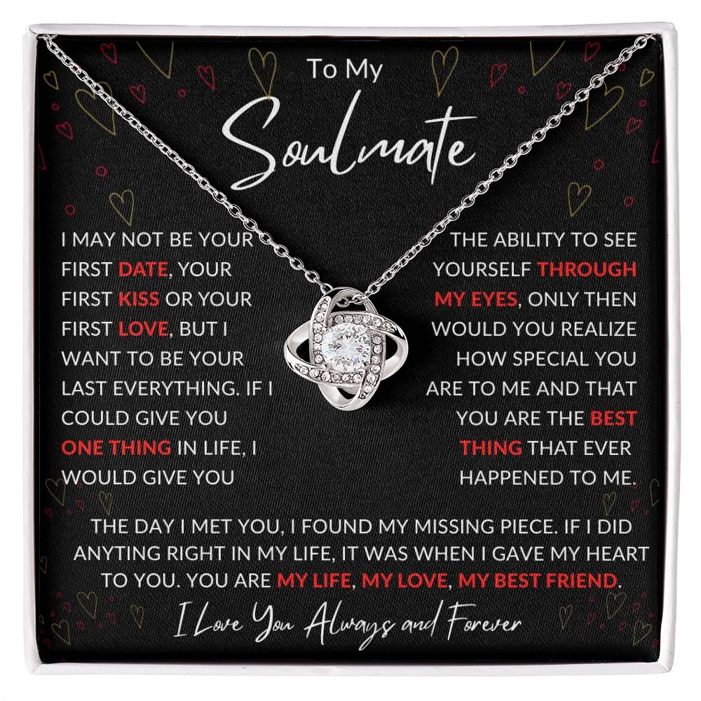 To My Soulmate Valentines Birthday Anniversary Christmas Gift Love Knot