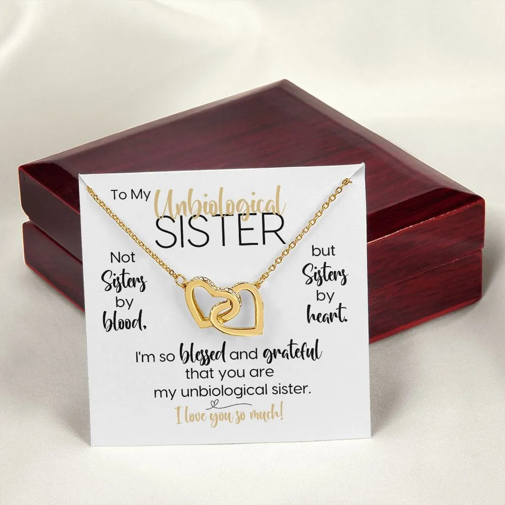 To My Unbiological Sister | Blessed & Grateful | Interlocking Hearts Necklace