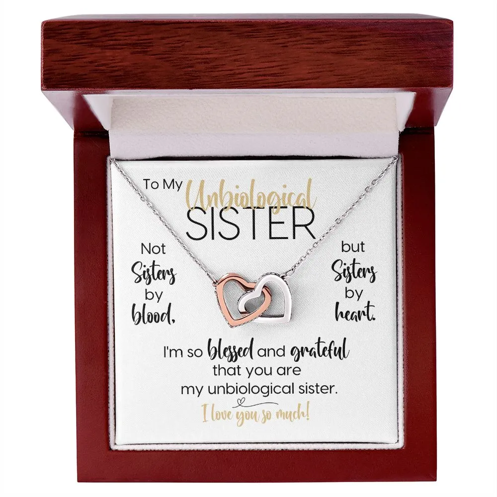 To My Unbiological Sister | Blessed & Grateful | Interlocking Hearts Necklace