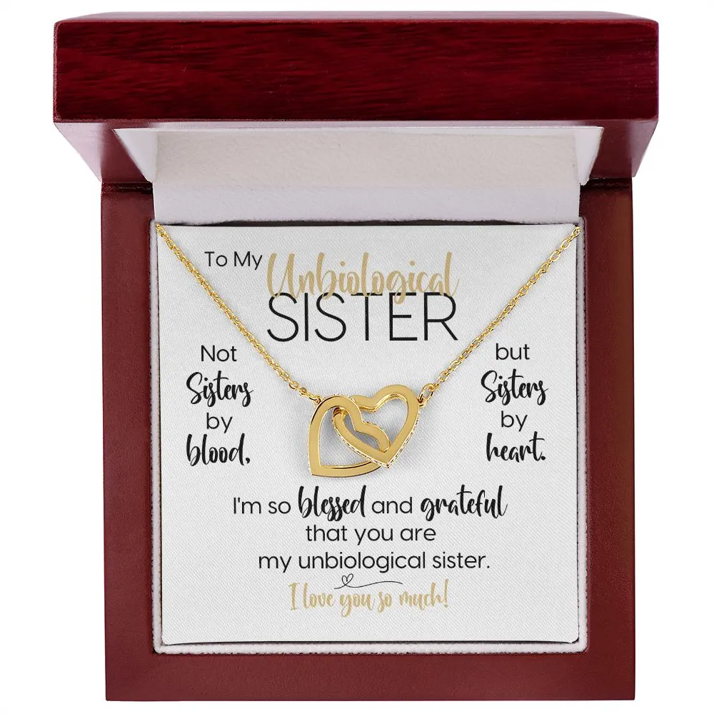 To My Unbiological Sister | Blessed & Grateful | Interlocking Hearts Necklace